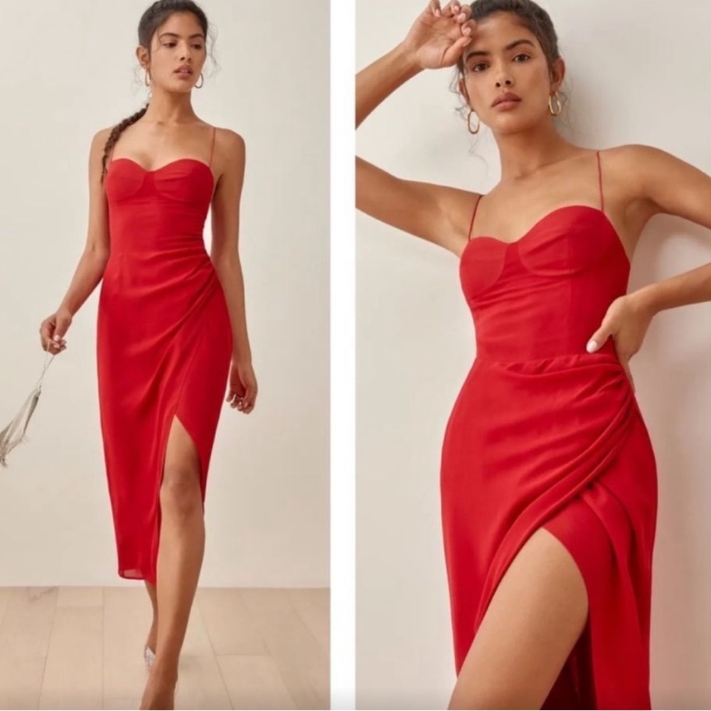 Reformation Kourtney Dress Cherry Red